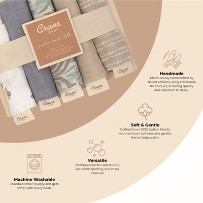 Crane Baby Cove Wash Cloth Set, 5-Piece, Sea Life (BC-160WC-1)