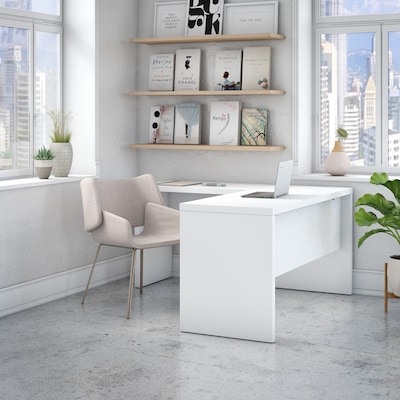 Bush Business Furniture Echo 60"W L Shaped Desk, Pure White (ECH026PW)