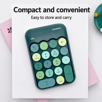 SaharaCase Retro Numeric Keypad Wireless Ergonomic Number Pad, Teal Green (KB48)
