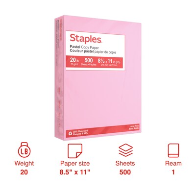 Pastel Colored Copy Paper, 8-1/2x11", Pink