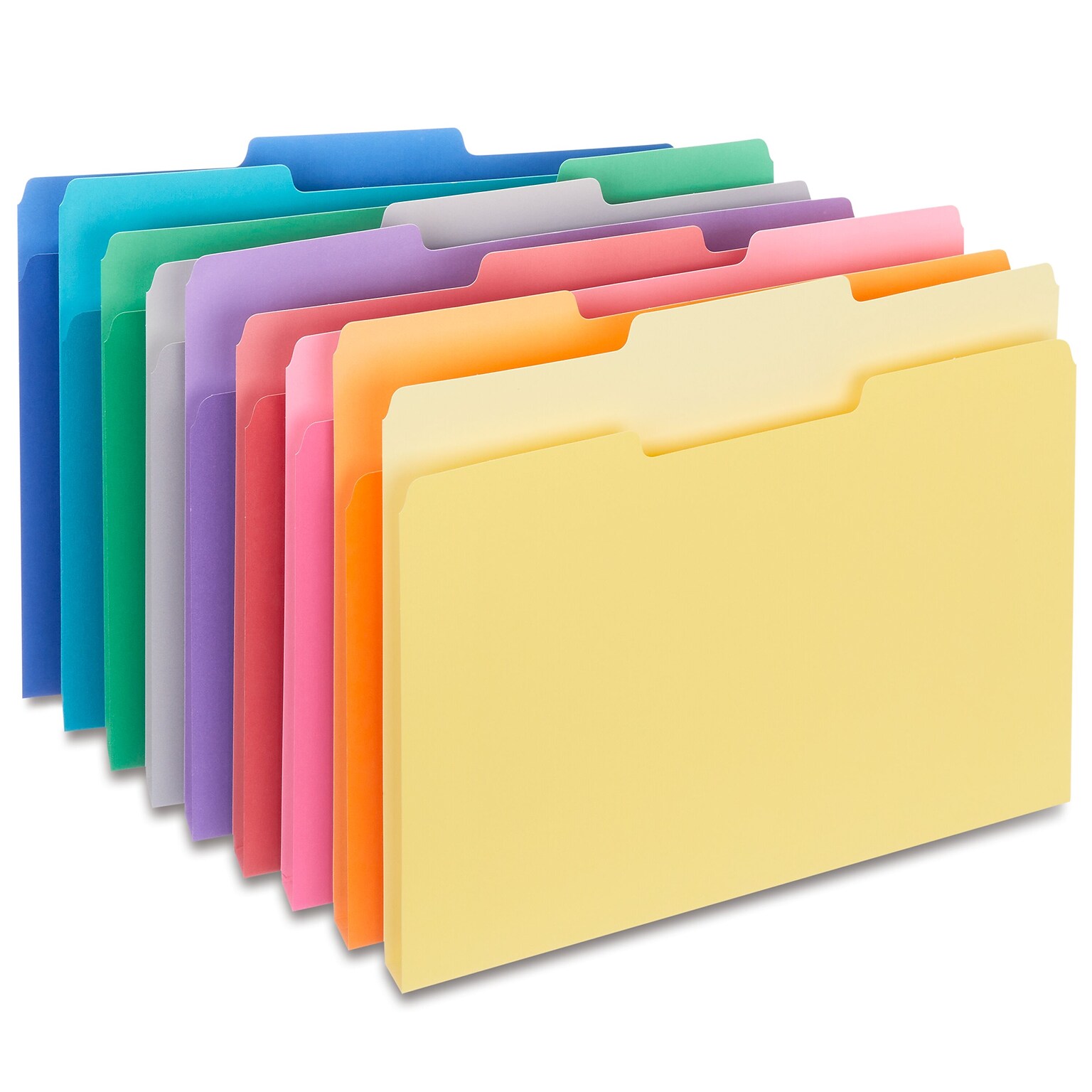 Staples File Folders, 1/3-Cut Tab, Letter Size, Assorted Colors, 100/Pack (ST508804-CC)