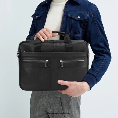 SaharaCase Leather Briefcase, Laptop Compatible, Black (LT00081)