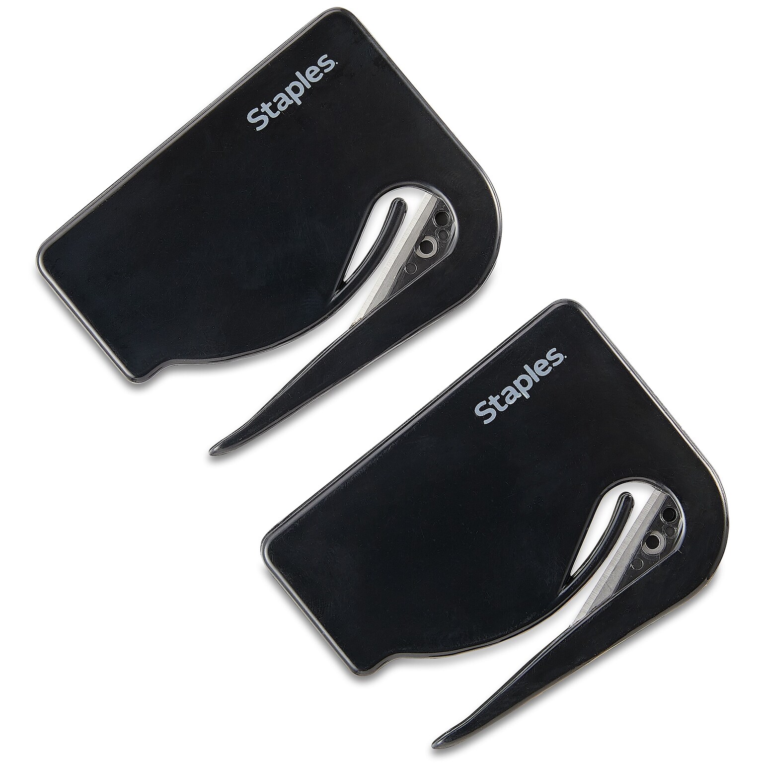 Staples Concealed Blade Letter Opener, Black, 2/Pack (18006-CC)
