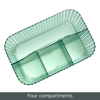 mDesign 4-Section Plastic Desktop Caddy Organizer with Handle, Plastic, Sage (26052)