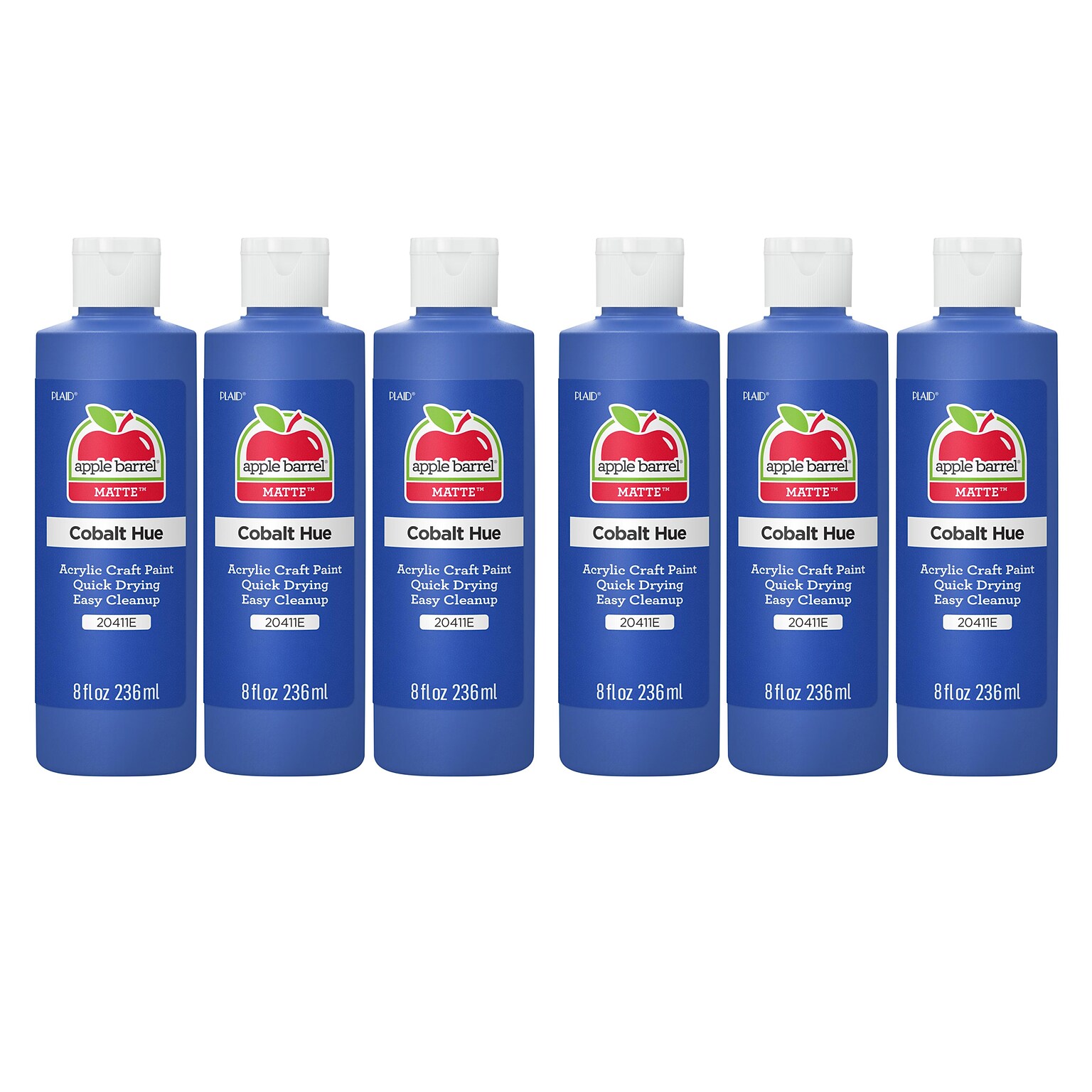 Apple Barrel Acrylic Paint Matte, 8oz., Cobalt Hue, 6/Pack (APP20411E-6)