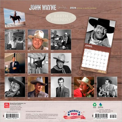 2026 BrownTrout John Wayne 12 x 12 Monthly Wall Calendar (9798330701810)