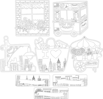Barker Creek Color Me! Cityscapes Classroom Decor Set, 4 Packs/Set (BC3510)