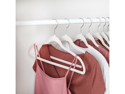 Honey-Can-Do Metal Slim-Profile Nonslip Velvet Hanger, Ivory, 25/Pack (HNG-08596)