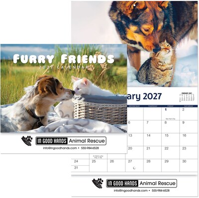 Custom Furry Friends Stapled Wall Calendar