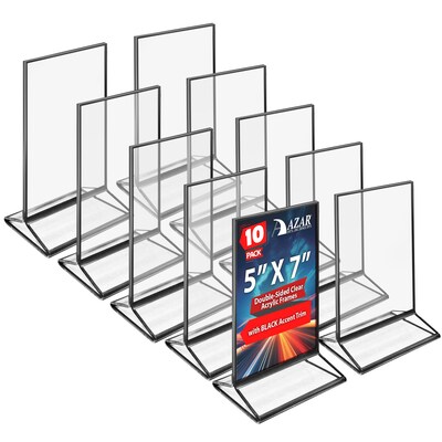 Azar Card Holder, Desktop/Countertop, Top/Side Loading Acrylic, 10/Pack (152799-BLK-10PK)