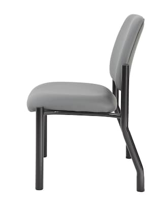 Boss Office Products Vinyl Guest Chair, Armless, Gray (B9595AM-GY-400)
