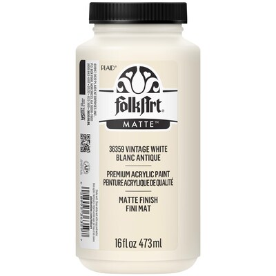 FolkArt Acrylic Paint Matte, 16oz., Vintage White, 2/Pack (FLK36359-2)