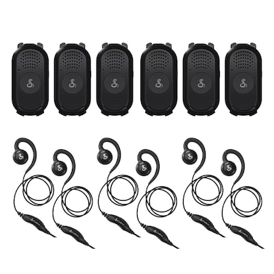Cobra Compact 2-Way Handheld Business Radio with Dual-Dock Charger and Headset, Black, 6/Pack (PX280)