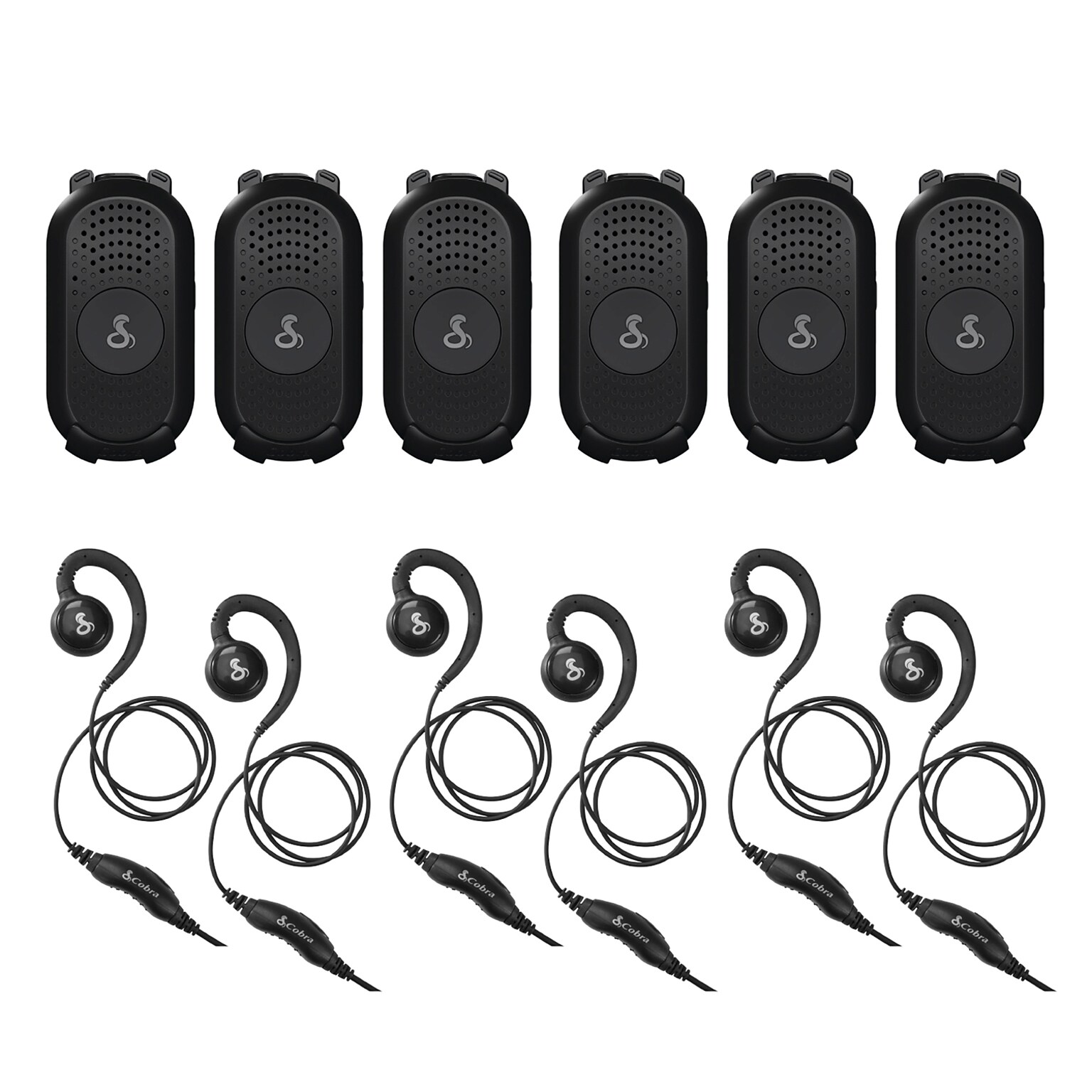 Cobra Compact 2-Way Handheld Business Radio with Dual-Dock Charger and Headset, Black, 6/Pack (PX280)