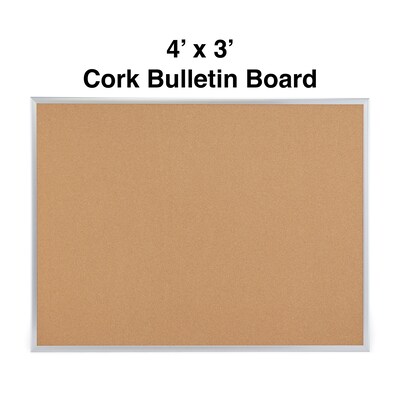 Quill Brand® Standard Durable Cork Bulletin Board, Aluminum Frame, 4W x 3H (28345-CC)