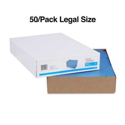 Staples® Reinforced Classification Folder, 2" Expansion, Legal Size, Blue, 50/Box (ST18687-CC)