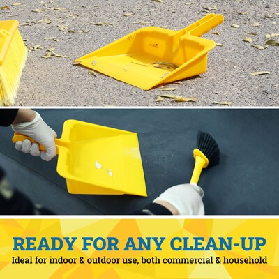BISON LIFE Heavy Duty 11.5 Plastic Handheld Dustpans, Yellow, 6/Pack (BPES-HHDP-PL-Y-6)