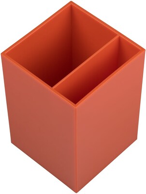 JAM PAPER Plastic Pen Holder. Orange, Desktop Pencil Cup, Sold Individually (341ors)