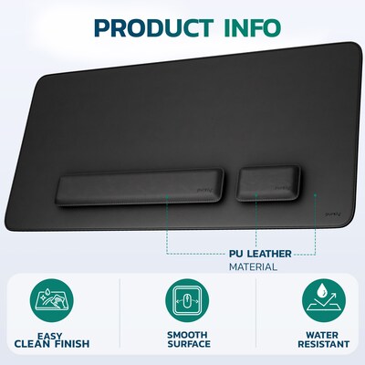 Purely MP47 3-Piece Desk Pad Set with Ergonomic Keyboard and Mouse Wrist Rests, Black (PCCMP47BK)