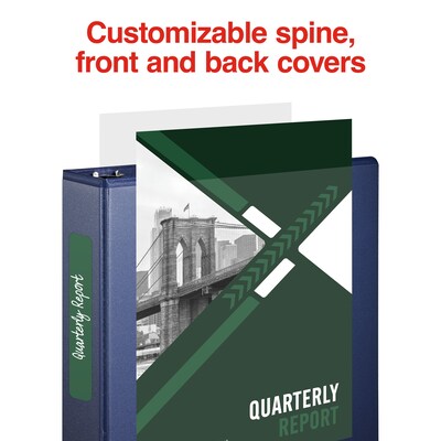 Staples® Standard 2" 3 Ring View Binder with D-Rings, Blue (26445-CC)