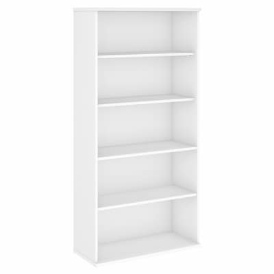 Bush Business Furniture Studio C 72.8H 5-Shelf Bookcase with Adjustable Shelves, White Laminated Wo