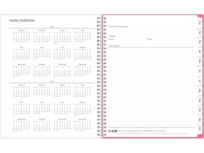 2025 Blue Sky Orchid 8.5" x 11" Weekly & Monthly Planner, Plastic Cover, White/Pink (137268-25)
