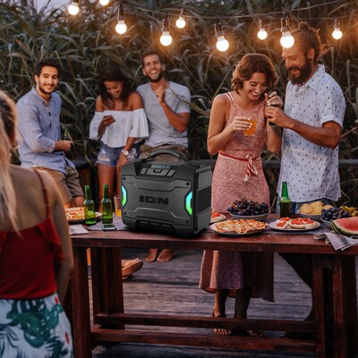 ION Tailgater TD Wireless Bluetooth Portable Speaker with TWS, Lights & FM/USB/Aux, Water Resistant, Black (TAILGATERTDXUS)