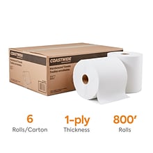 Coastwide Professional™ Recycled Hardwound Paper Towels, 1-Ply, 800 ft./Roll, 6 Rolls/Carton (CW2018