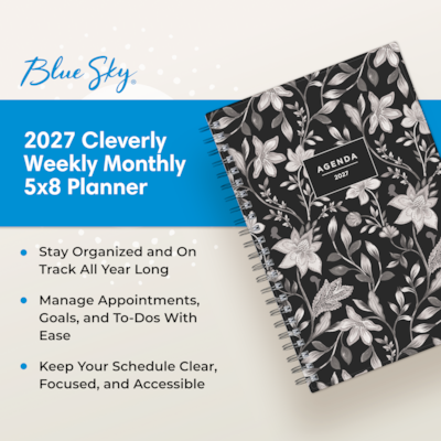 2027 Blue Sky 5" x 8" Weekly & Monthly Planner, Black/White (164014)