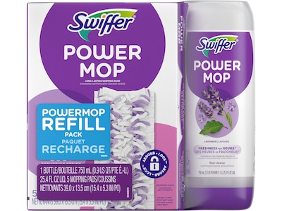 Swiffer PowerMop Mopping Pad and Floor Cleaning Solution Kit, Lavender Scent (09117)