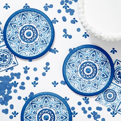 Creative Converting Blue Willow Dessert Paper Plates, Blue/White, 32/Pack (DTC365098BPLT)