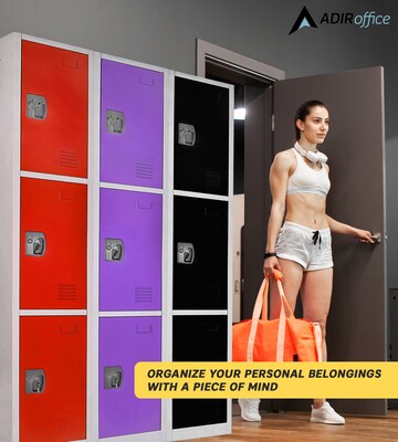 AdirOffice 72'' 3-Tier Red Storage Locker (629-203-RED)