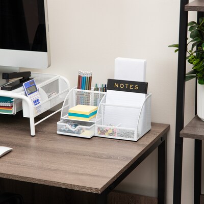 Mind Reader 7-Compartment Metal Desk Organizer File and Accessory Storage, White (JOEORG-WHT)