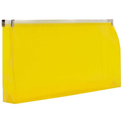 JAM Paper Premium Plastic Expanding Wallet with Zipper Closure, 5 x 10, Yellow, 3/Pack (921Z1YEX3)
