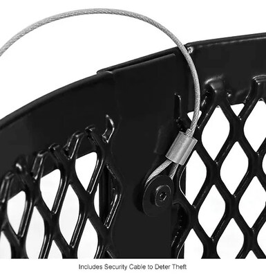 Global Industrial Outdoor Diamond Steel Trash Can w/ Flat Lid & Base, 36 Gallon, Black (261924BKD)