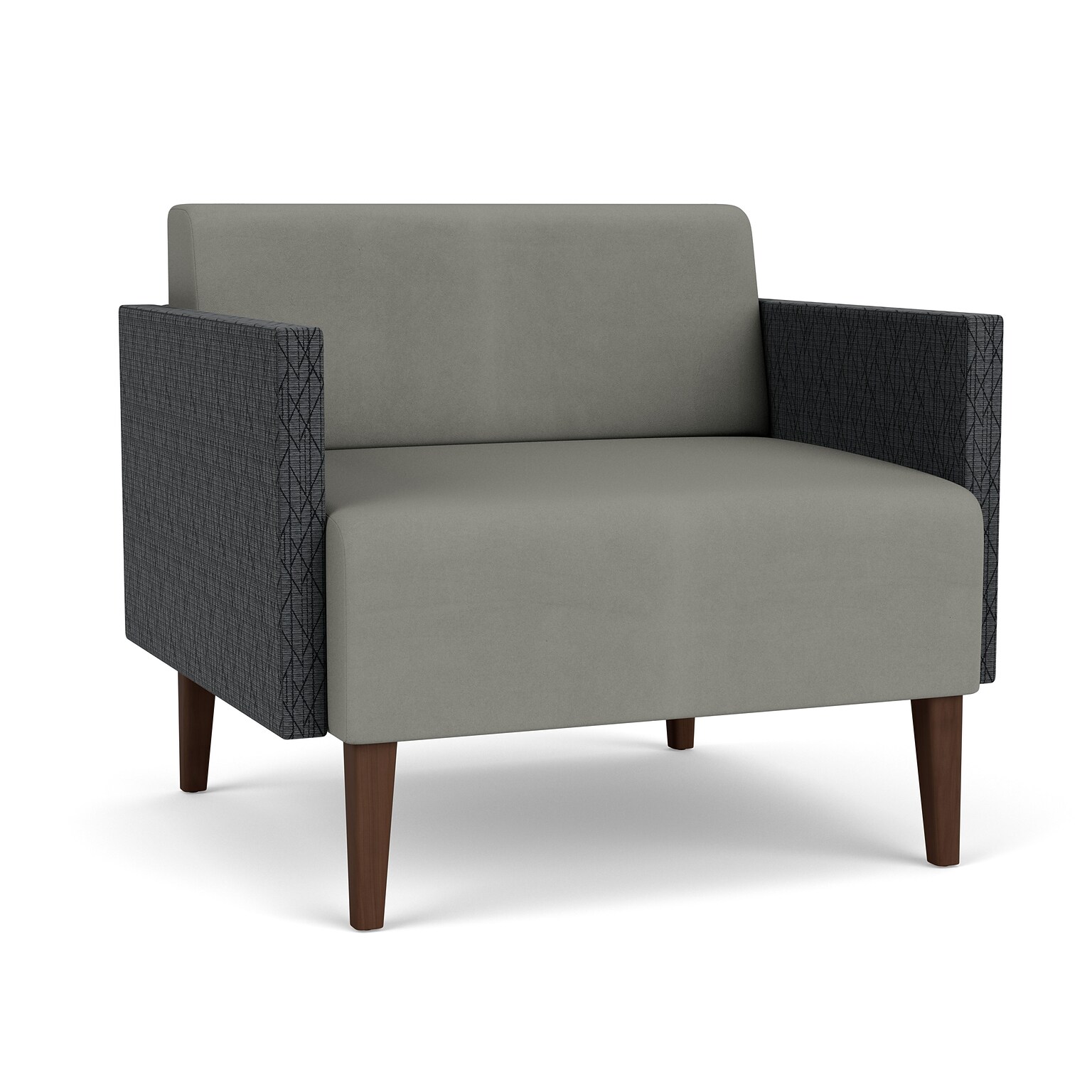 Lesro Luxe Bariatric Vinyl Lounge Chair, Patriot Plus Dove/Adler Nocturnal/Riftwood Walnut