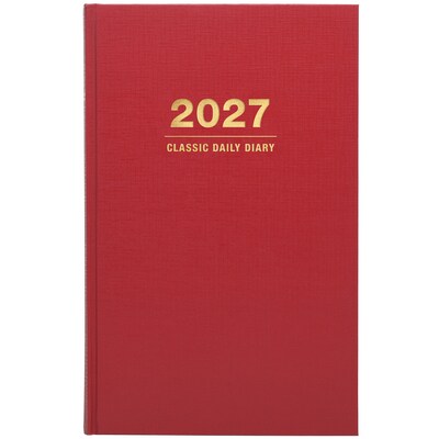 2027 Excello Brands Daily Diary Journal 8 x 12 Daily Planner, Paperboard Cover, Red (NRY27-CD68-RD)