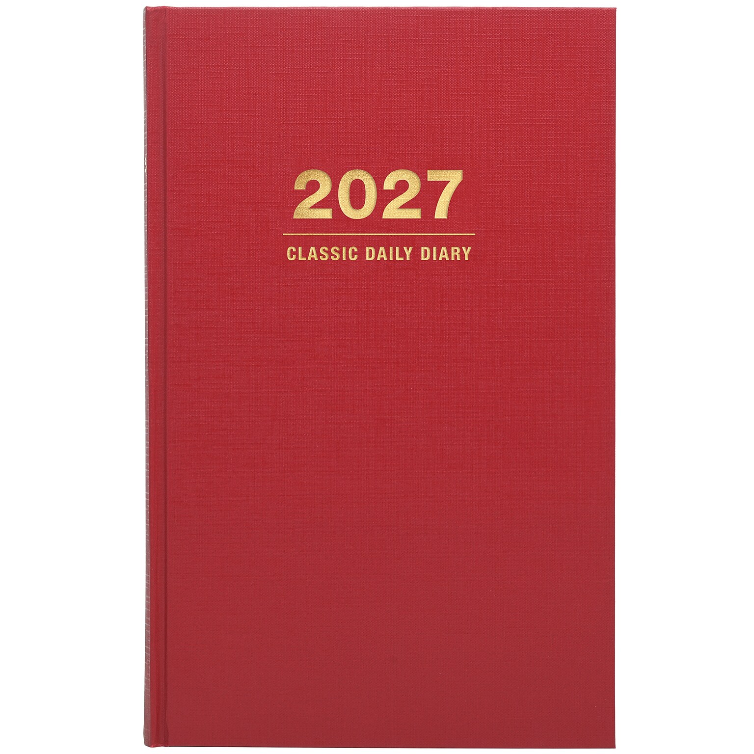 2027 Excello Brands Daily Diary Journal 8 x 12 Daily Planner, Paperboard Cover, Red (NRY27-CD68-RD)