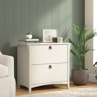 Bush Home Salinas 2 Drawer Lateral File Cabinet, Antique White (SAF132AW-03)