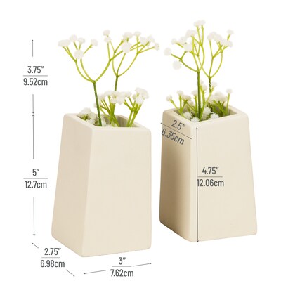 Mind Reader Concrete Book Ends, 5", White, 2/Set (RBPLANT-WHT)