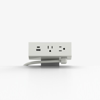 HON Dean Power Modules with Worksurface Clamp, USB A+C Ports, Straight Cord, Snow Paint
