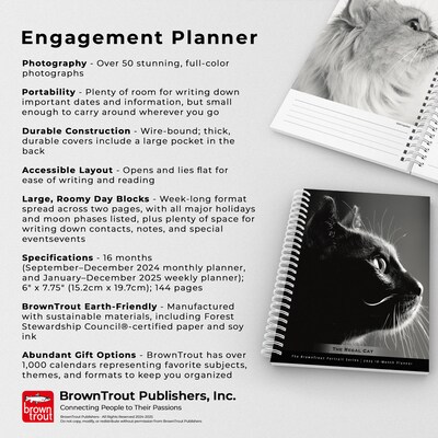 2025 BrownTrout Portrait Series: The Regal Cat 6" x 7.75" Weekly Engagement Planner, Paper Cover, Multicolored (9781975473211)