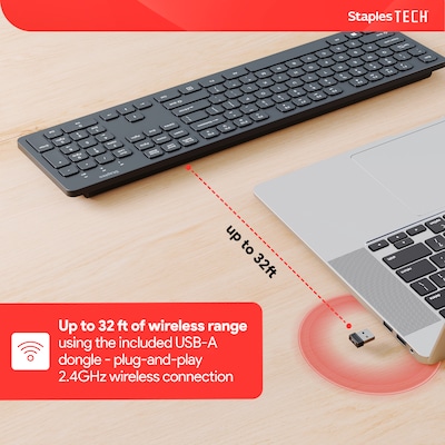Staples TECH Slim Wireless Keyboard (ST63015)