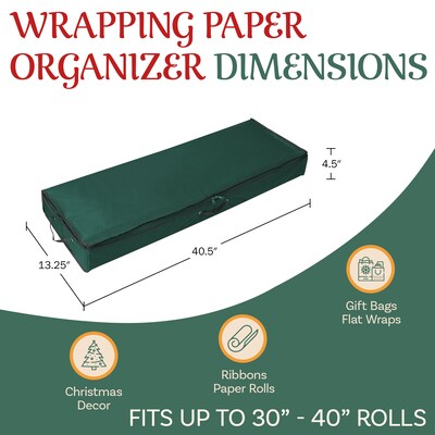 Elf Stor Wrapping Paper Storage with Lid, Oxford Canvas, Green (83-DT5528)