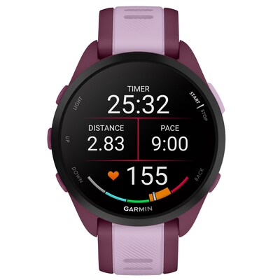 Garmin Forerunner 165 Smartwatch, GPS, 43mm, Berry & Lilac Silicone Band (010-02863-33)