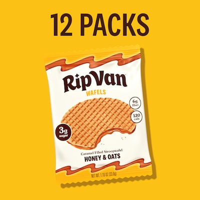 Rip Van Wafels Honey and Oats Stroopwafels, 1.16 oz., 12 Packs/Box, 12/Box (RVW00336)