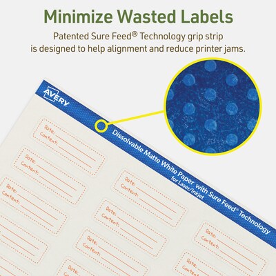 Avery Dissolvable Rectangle Multipurpose Labels, 0.75" x 2.25", Off-white, 750/Pack (94216)