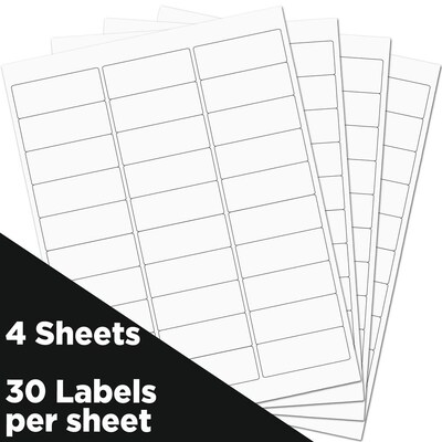 JAM Paper Laser/Inkjet Address Labels, 1" x 2 5/8", White, 30 Labels/Sheet, 4 Sheets/Pack (4062900)