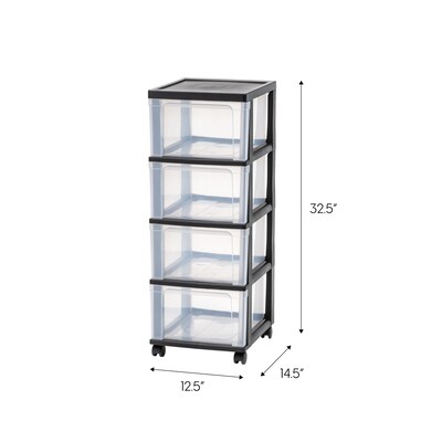 Iris Narrow Chest, 4 Drawer, Black, 2/Pack (575002)