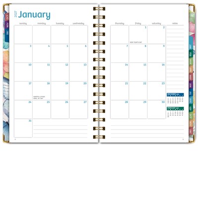2027 Excello Brands 5.5" x 8" Weekly & Monthly Planner, Paperboard Cover, Water Color Butterflies (ORY27-FSH58-33)